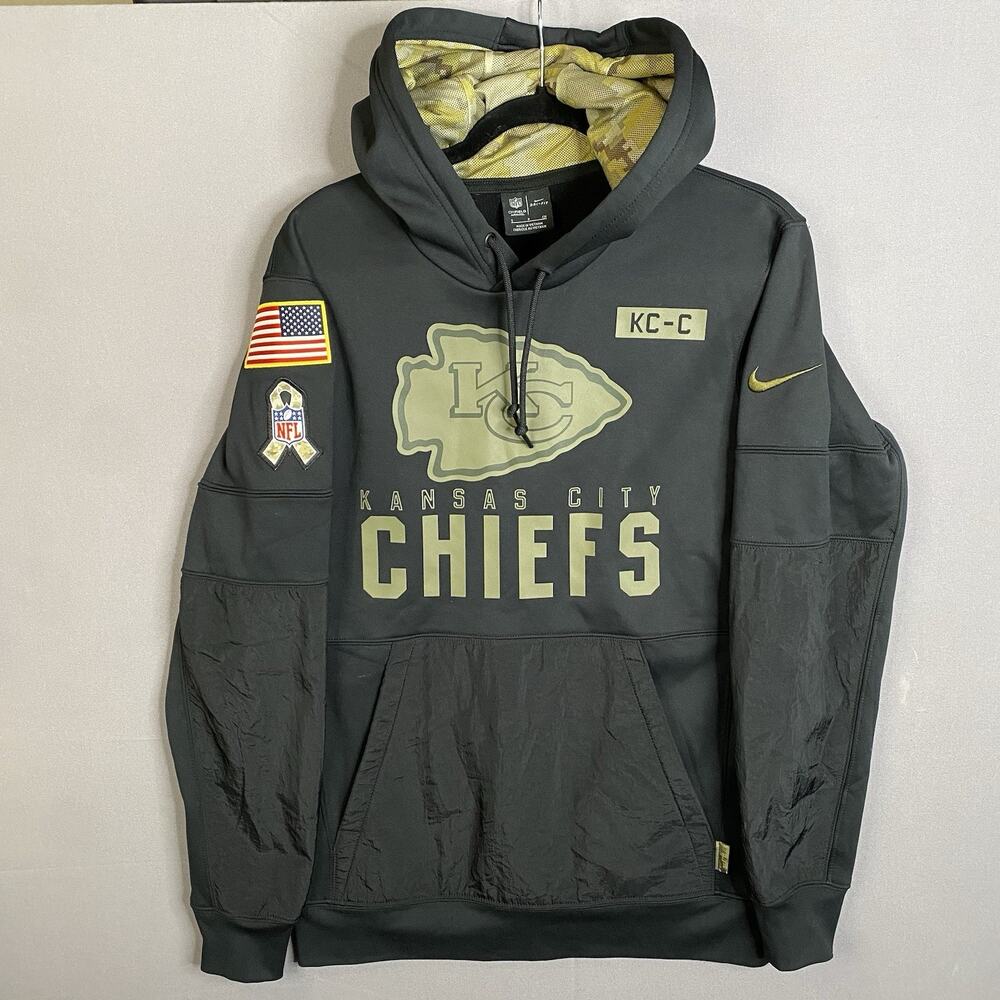 Kansas City Chiefs Salute To Service Hoodie Mens S Black Nike Dri-FIt Pullover